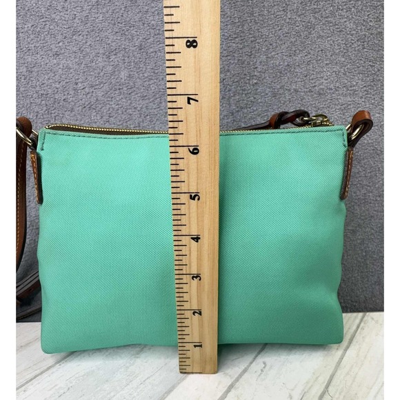 Dooney & Bourke Canvas Crossbody Bag Leather Accents Green Adjustable‎ Strap - Picture 9 of 11